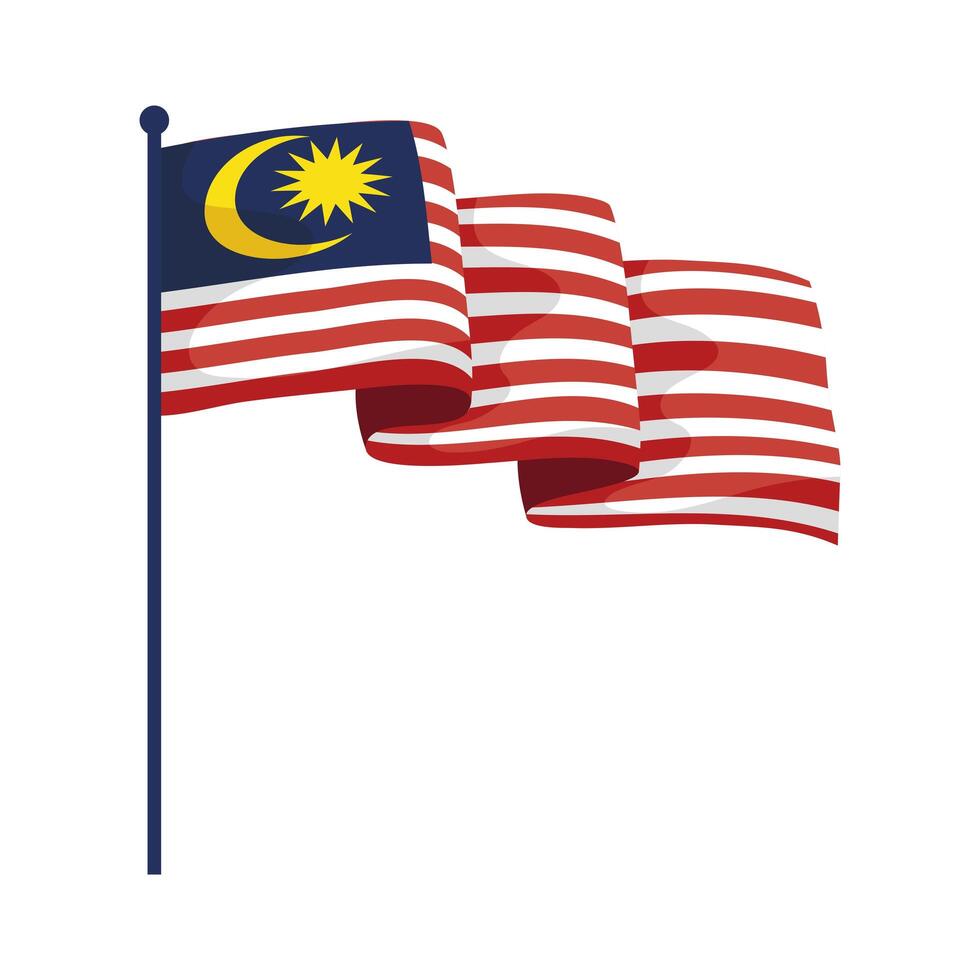 malaysia flag in pole vector