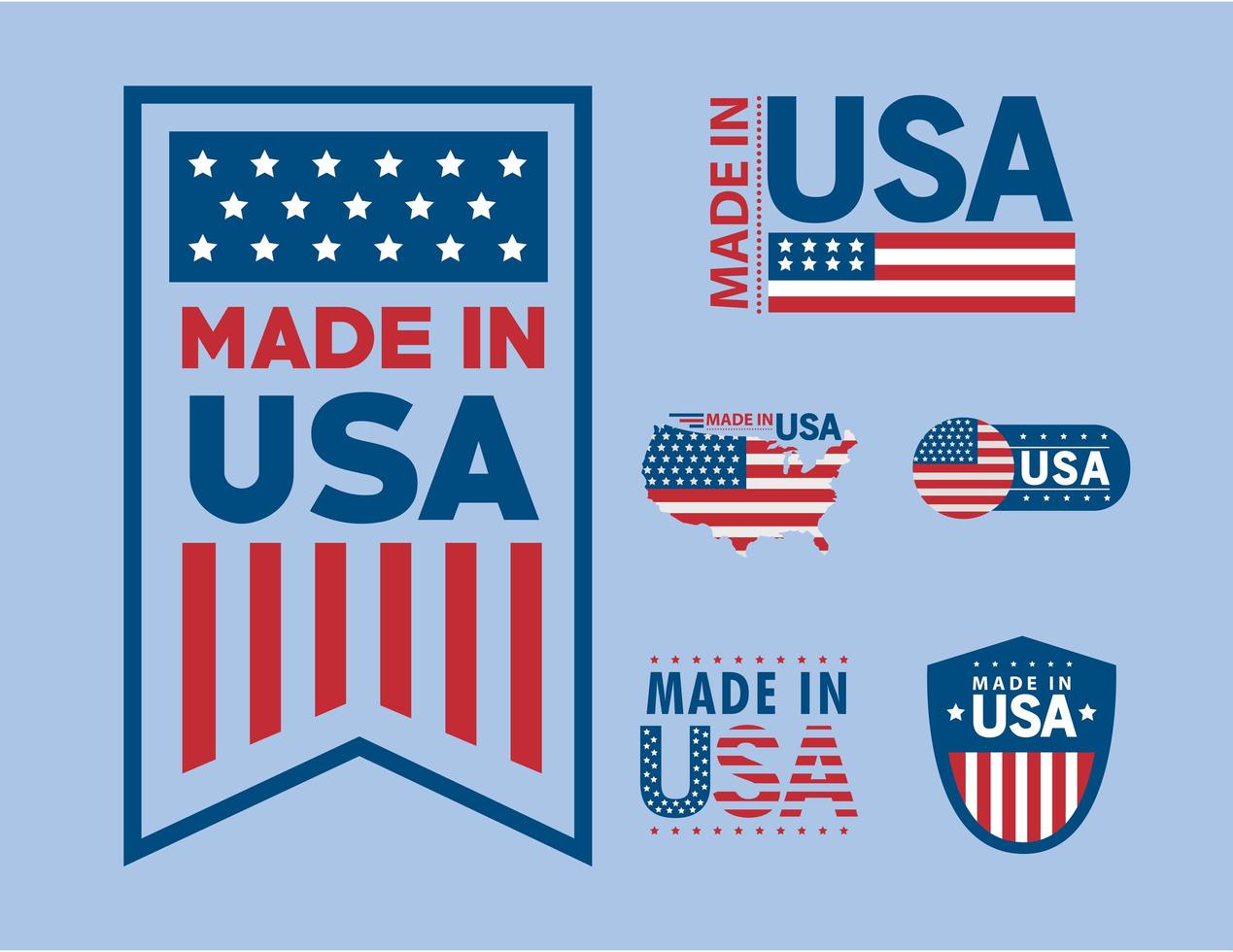 six made in usa seals vector