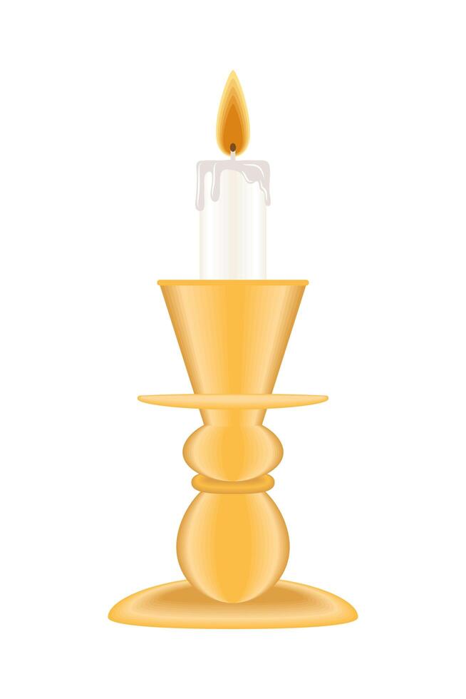 golden chandelier with candle vector