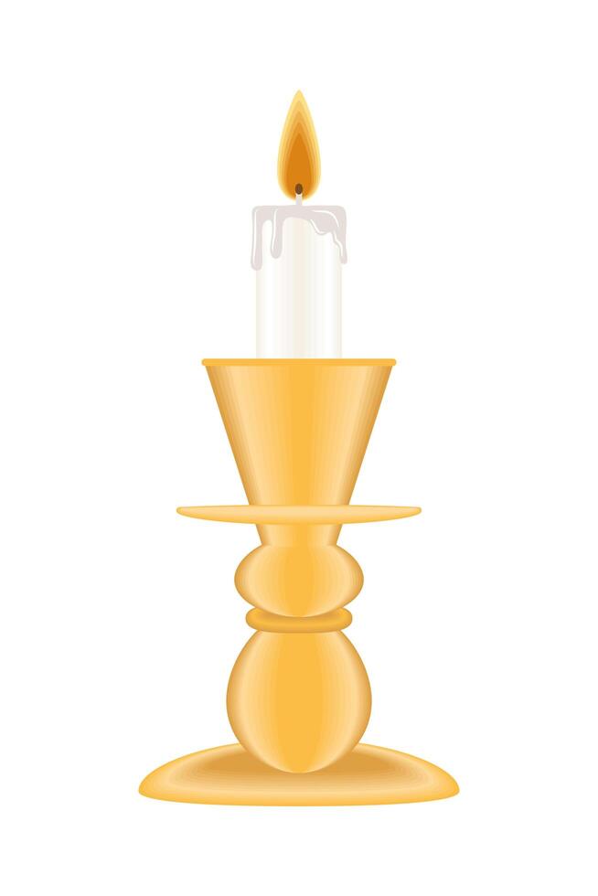 golden chandelier with candle vector