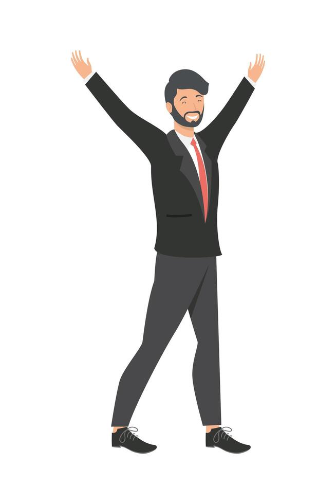 Businessman with hands up vector