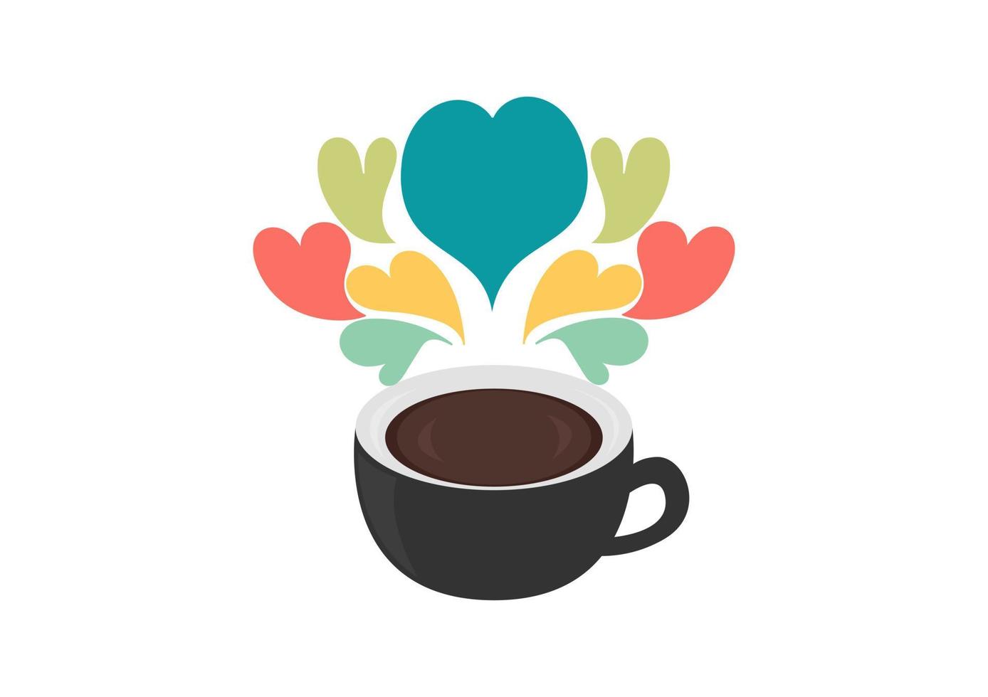 coffee background with beautiful bright colorful heart shaped smoke vector