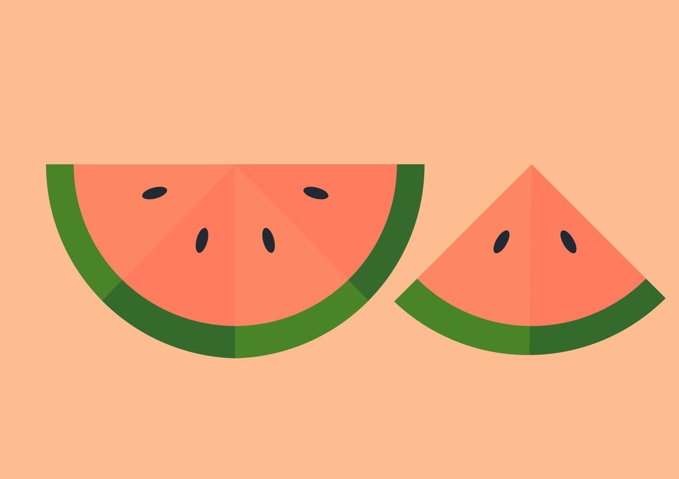 Ilustración de fruta de sandía con una mezcla fresca de rojo y rosa, verde y verde claro vector