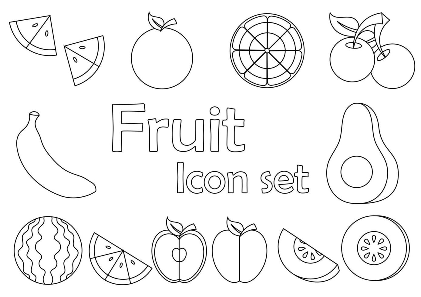 fresh and sweet fruit outline icon set vector