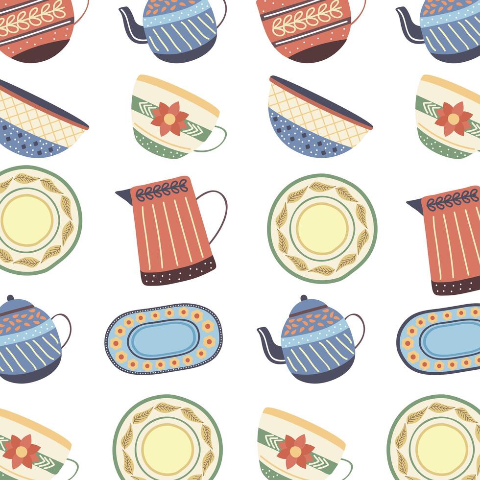 crockery dishes pattern vector
