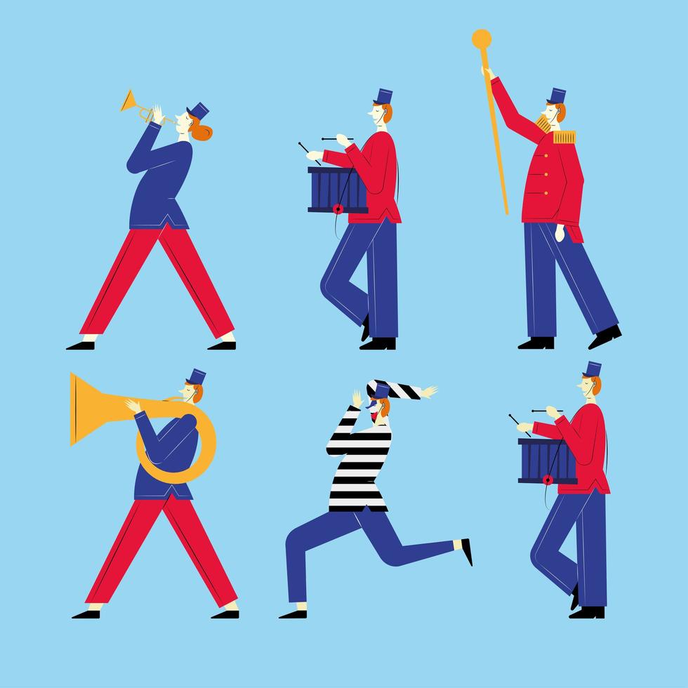 six french marching band vector