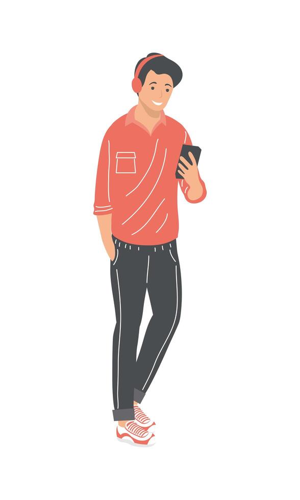 hombre usando un teléfono inteligente vector