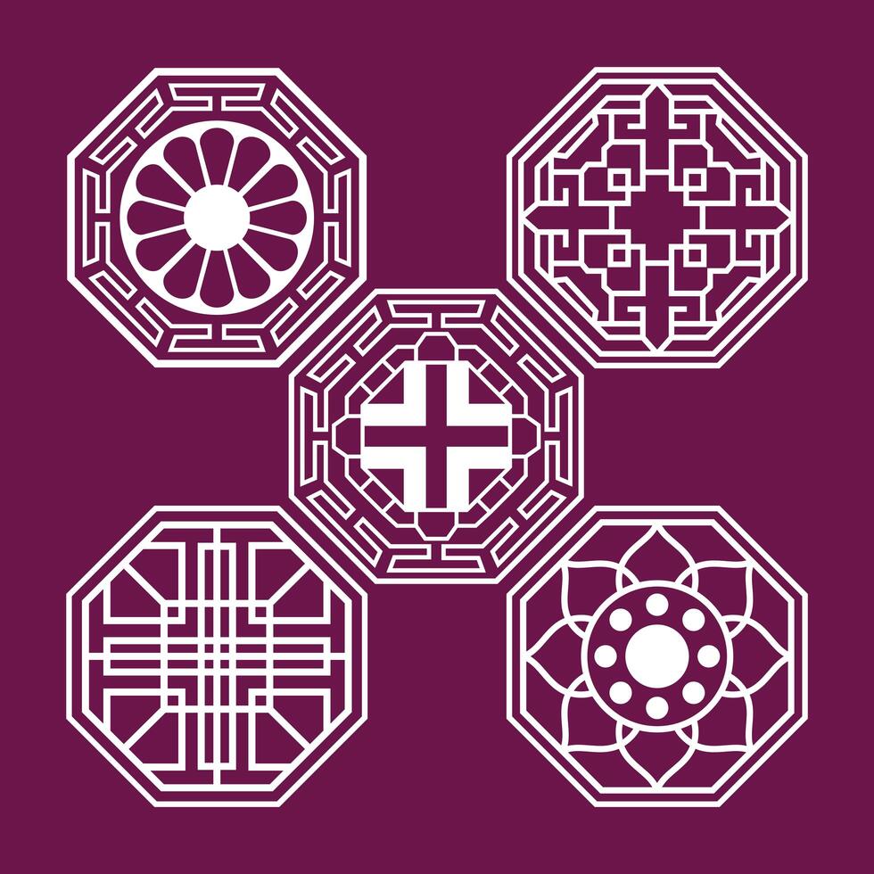 five korean patterns vector