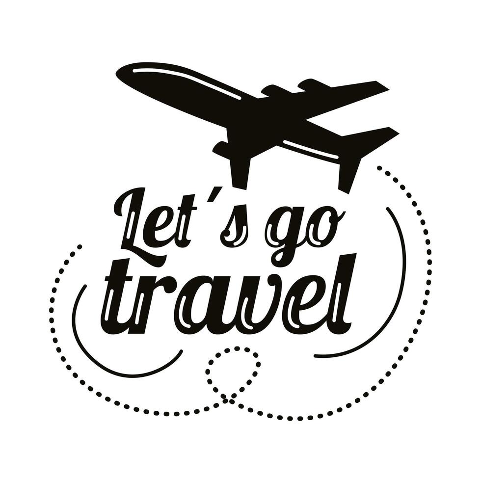 travel lettering with airplane vector