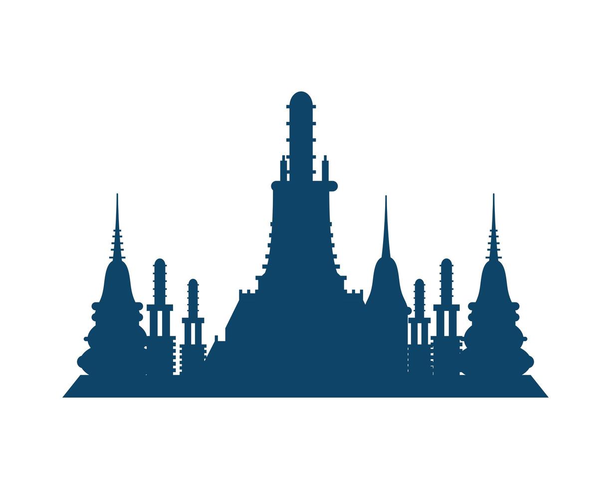 thailand temple silhouette vector