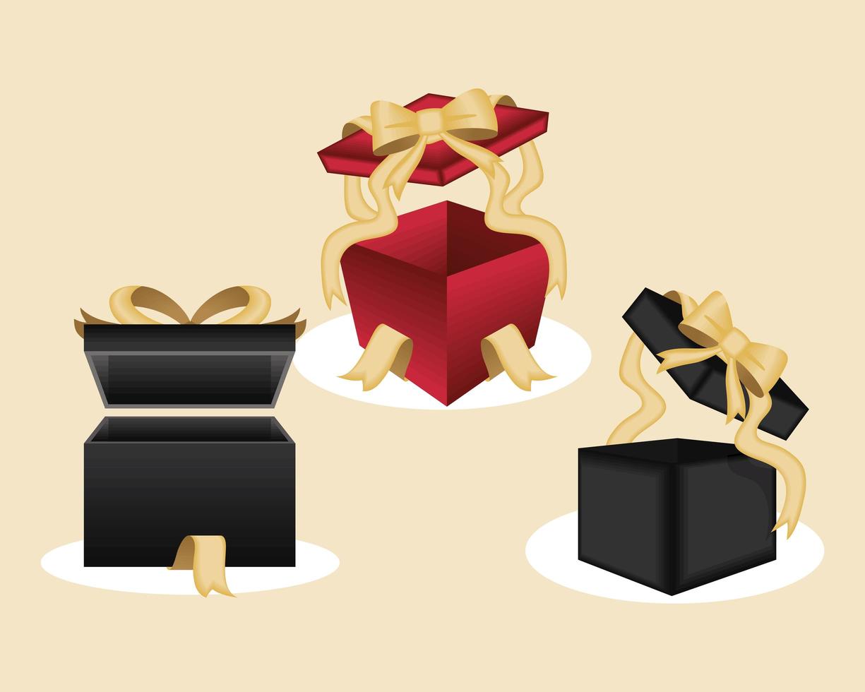 regalos presenta tres iconos vector