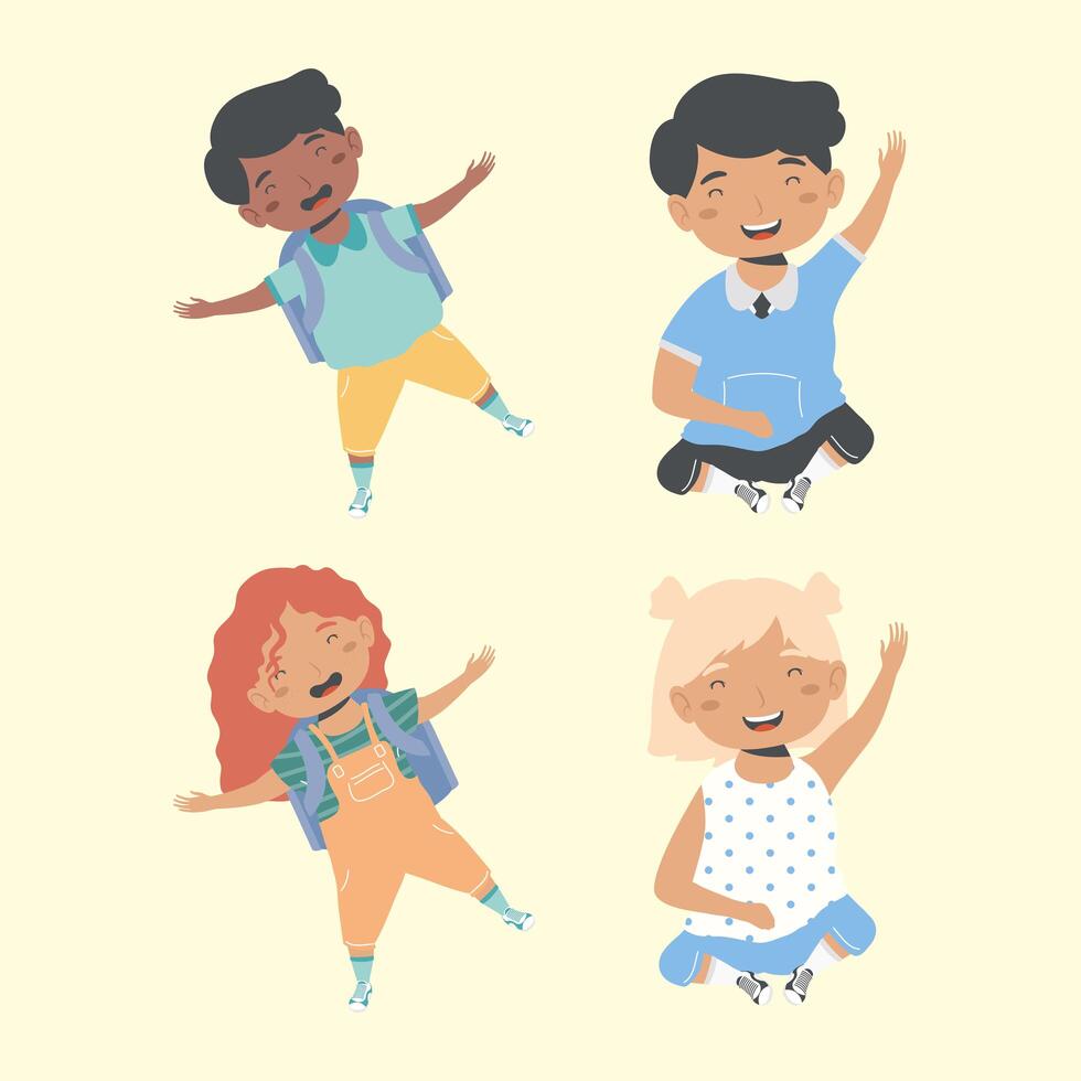 four students characters vector