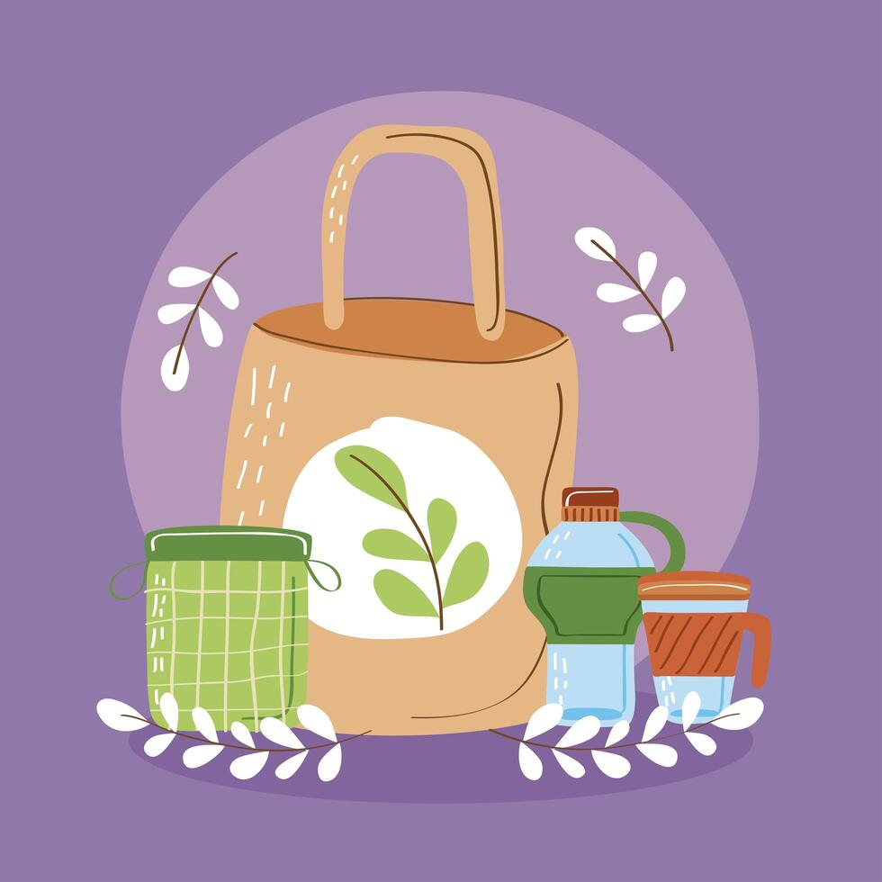 reusable bag with containers vector