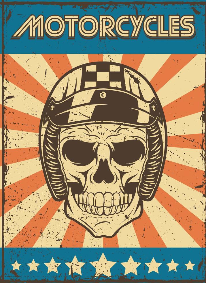 cartel de parche de cráneo de motociclista vector