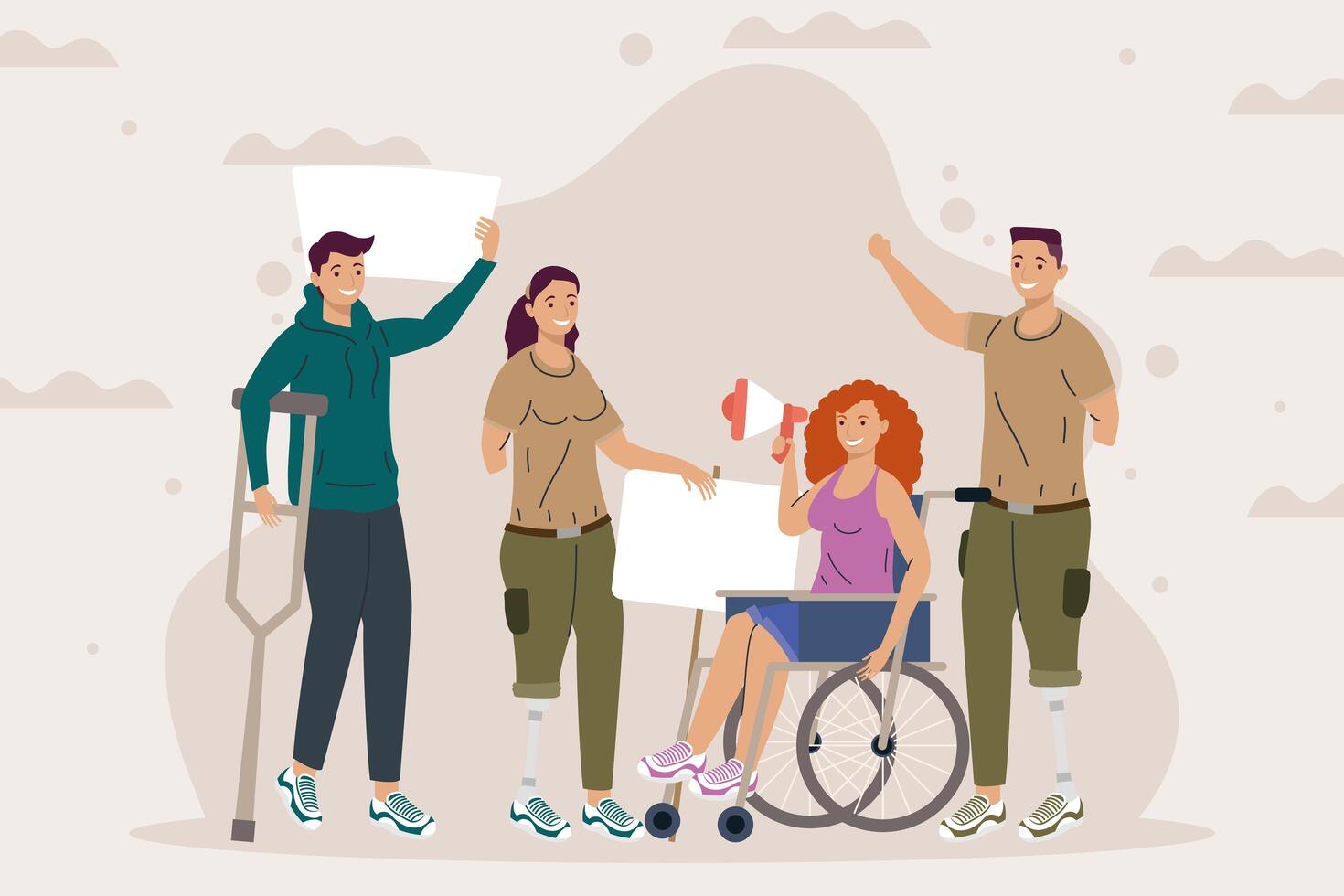 disability four characters vector