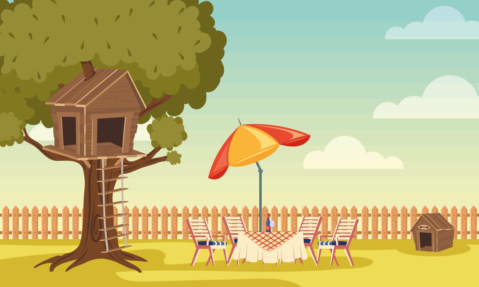 scene of house backyard vector