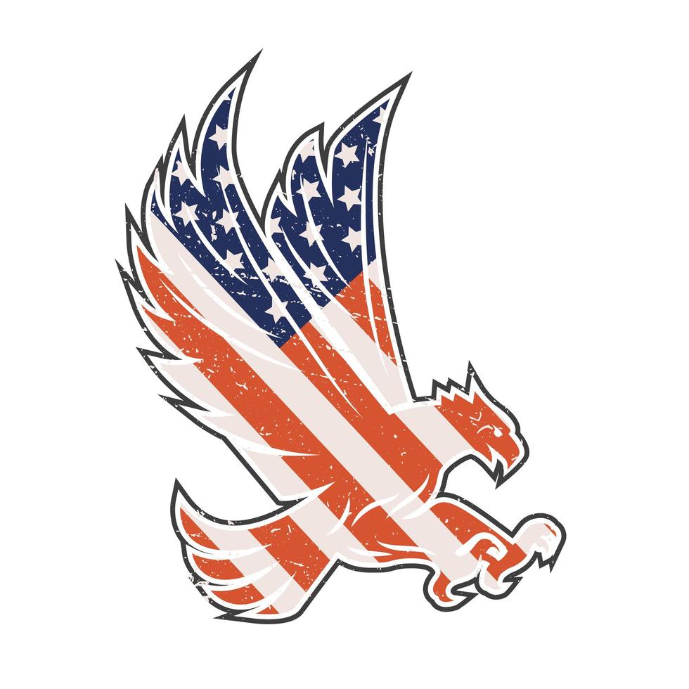 eagle flying with flag vector