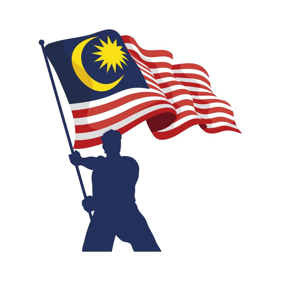 guerrero con bandera de malasia vector