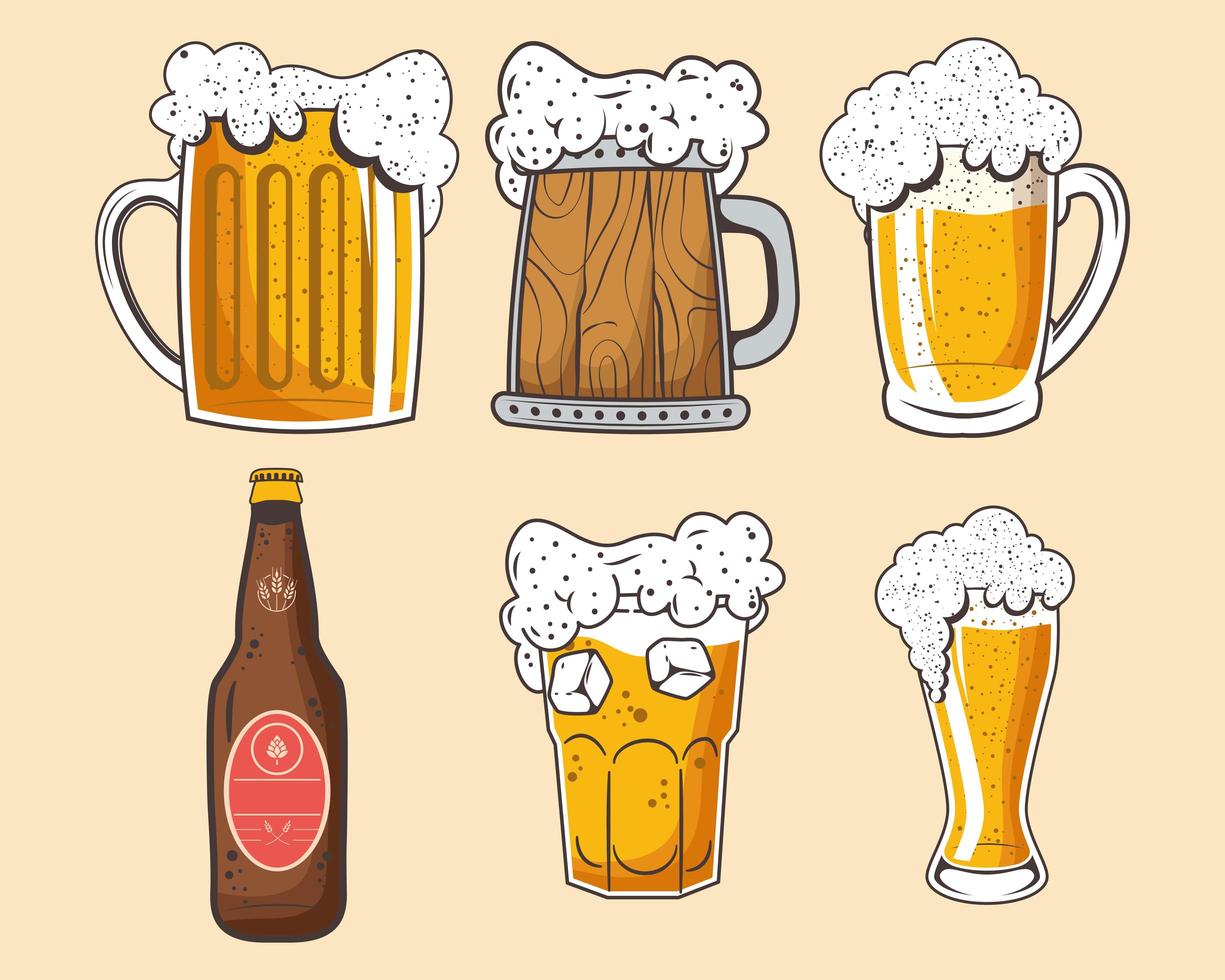 seis cervezas oktoberfest vector