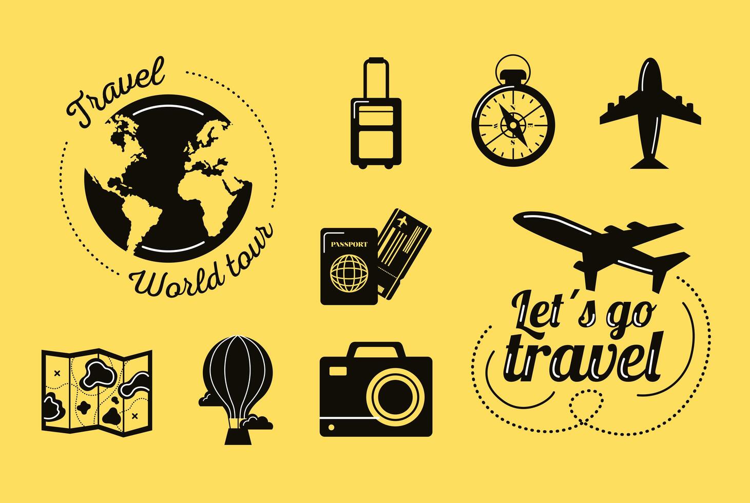 two travel letterings vector