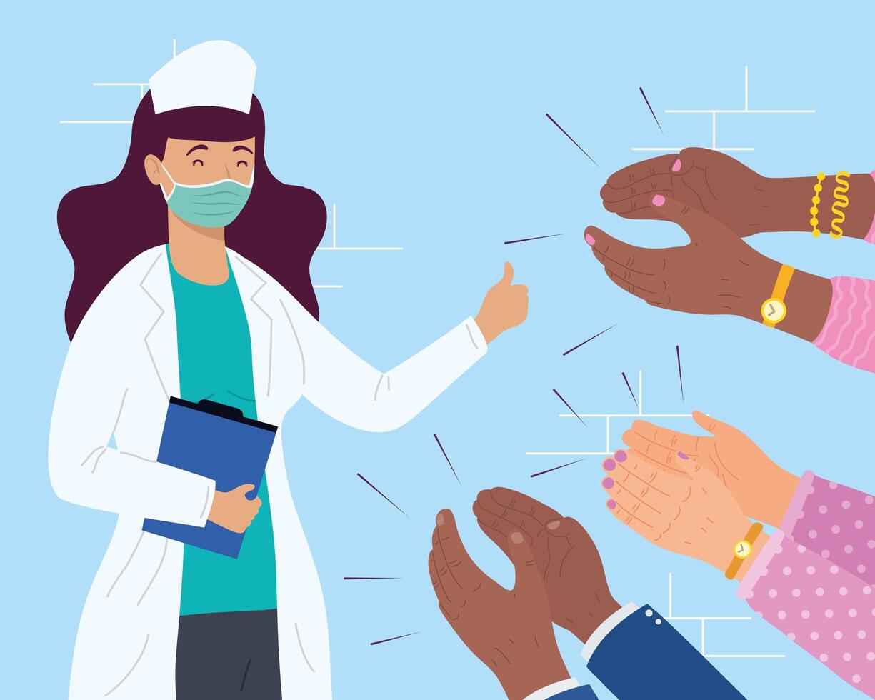 doctor and hands applauding vector