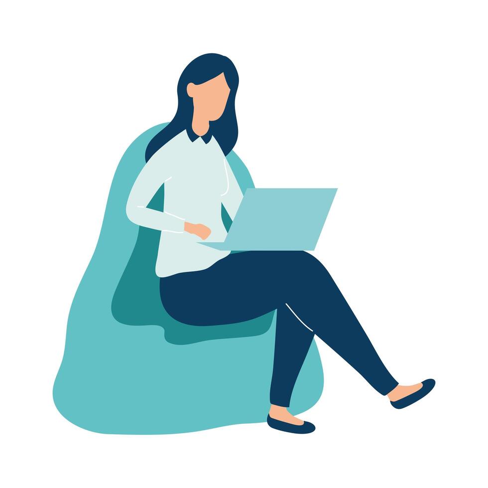 woman using laptop vector