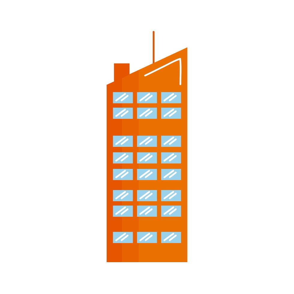 edificio frontal naranja vector