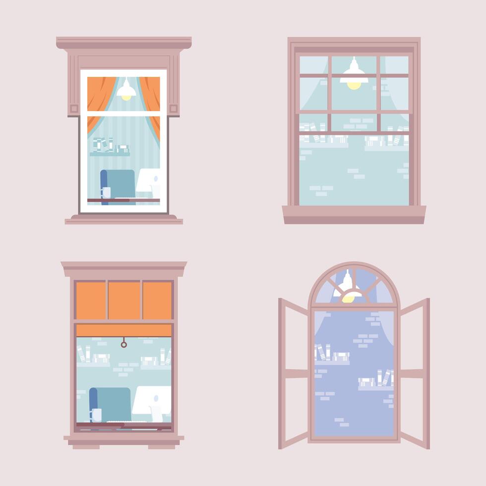 windows building neighborhood scene vector
