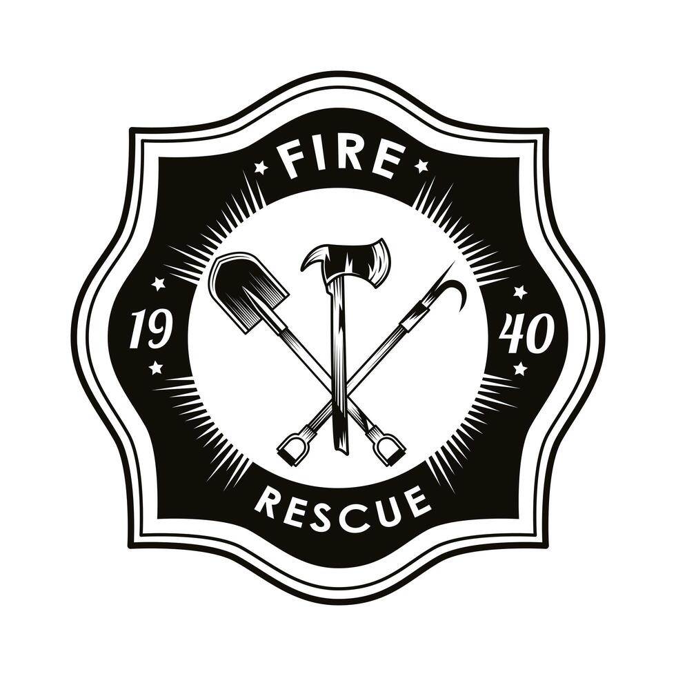badge of fire and rescue vector