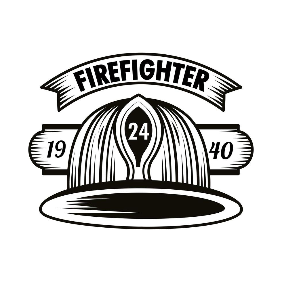 badge firefighter with helmet vector