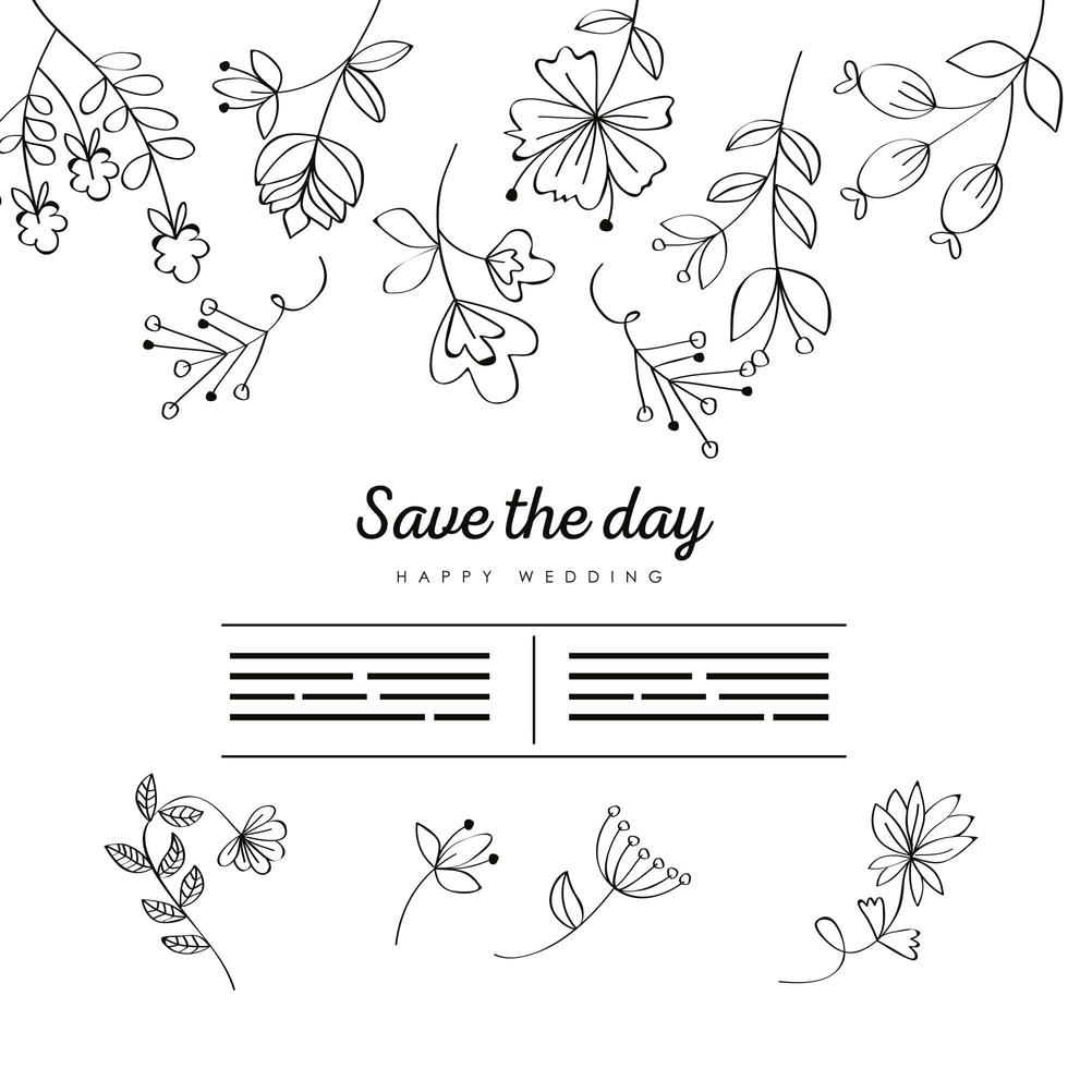 sketch flowers invitation vector