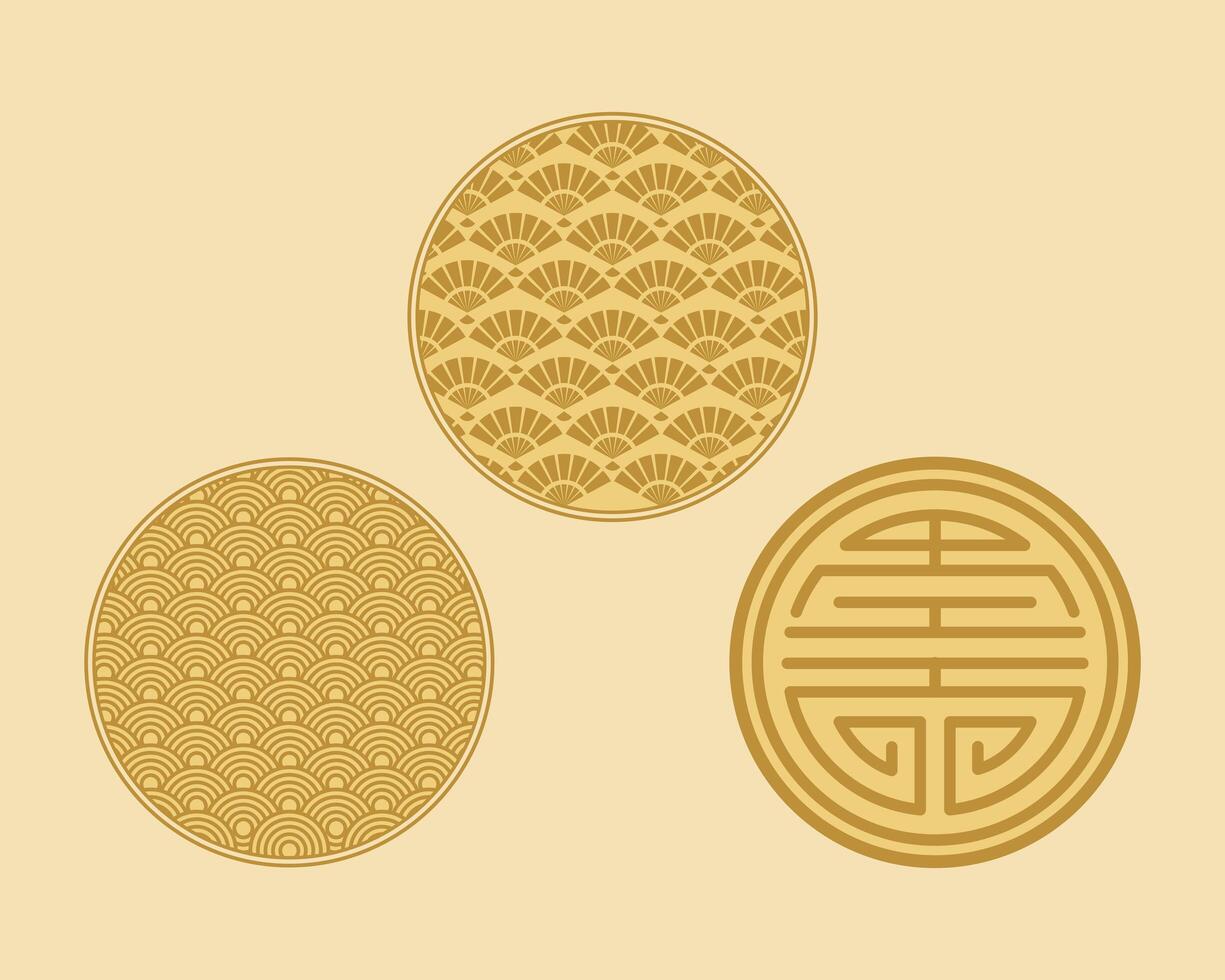 three korean patterns vector