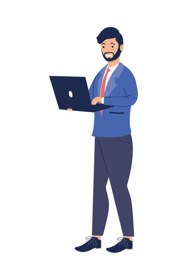 businessman using laptop vector