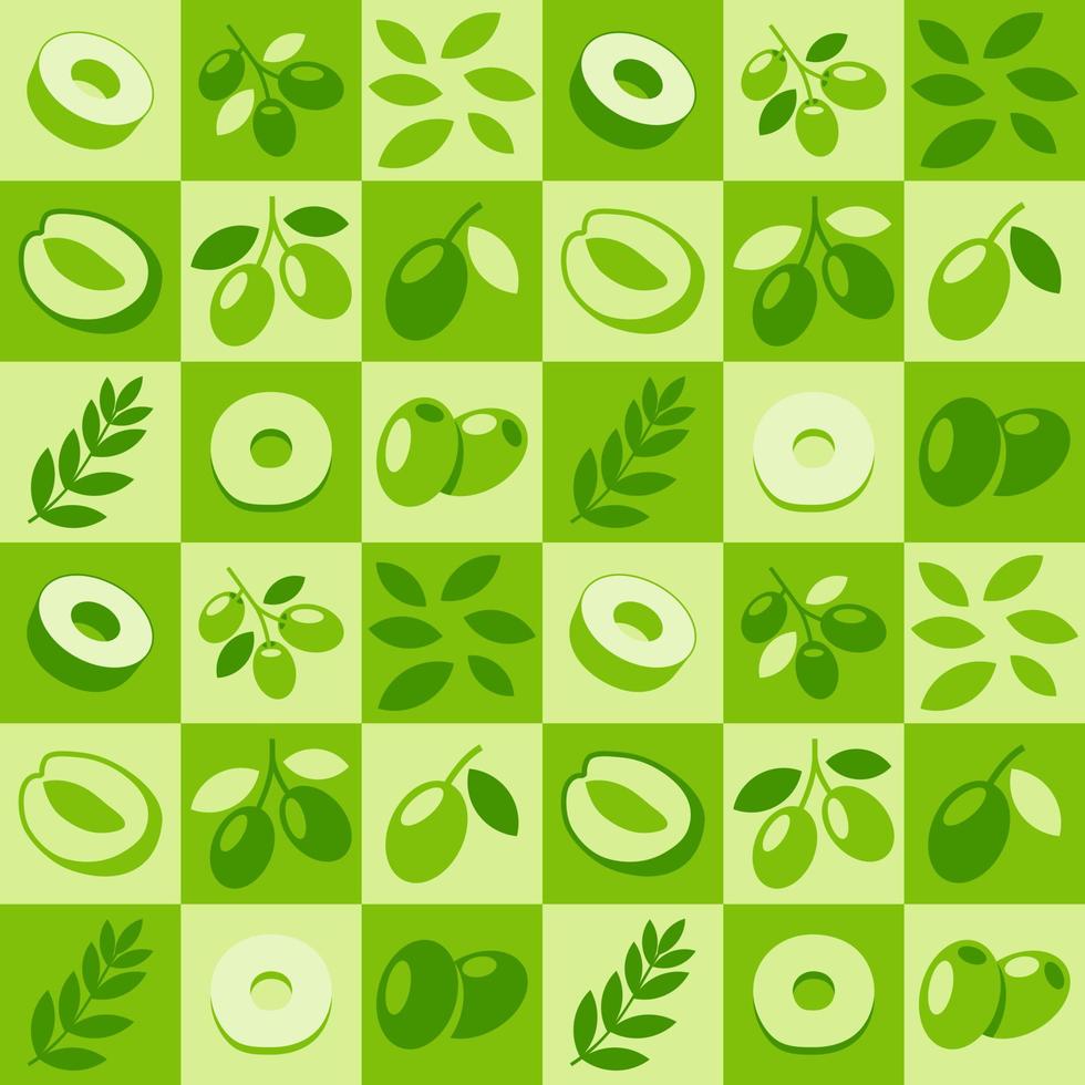 Green Olive abstract seamless geometric vector pattern for packaging design
