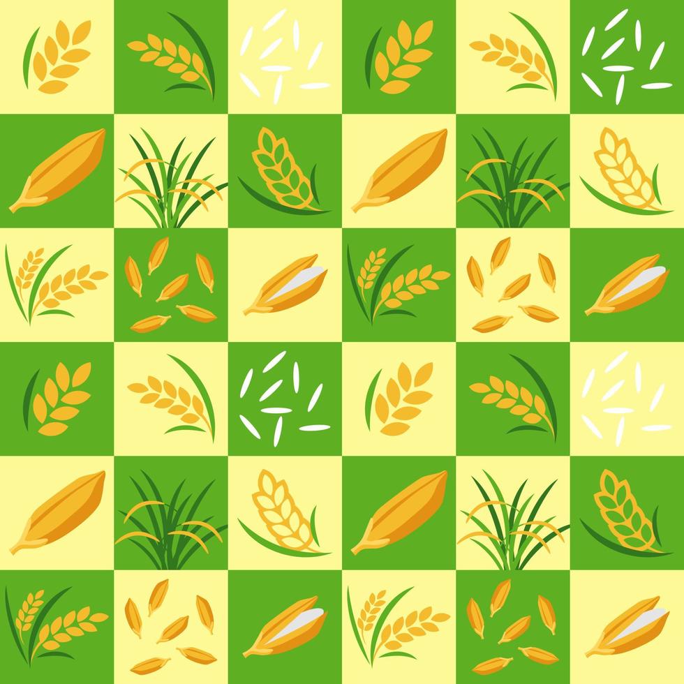 Rice paddy abstract seamless geometric vector pattern for packaging design