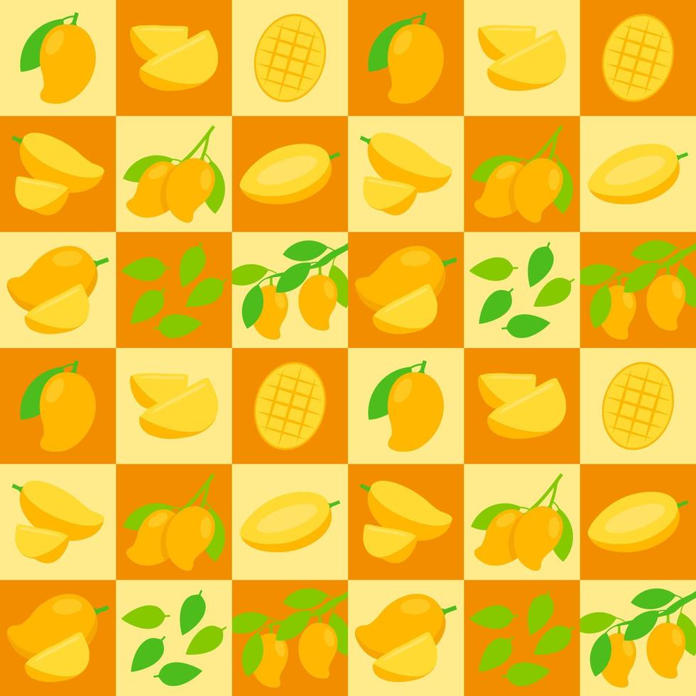 Ripe Mango abstract seamless geometric vector pattern for packaging design