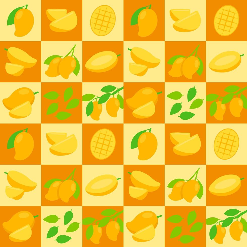 Ripe Mango abstract seamless geometric vector pattern for packaging design