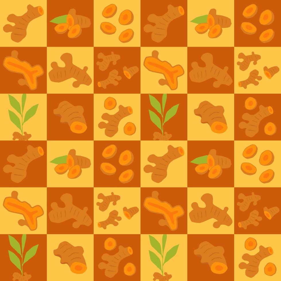 Turmeric abstract seamless geometric vector pattern for packaging design