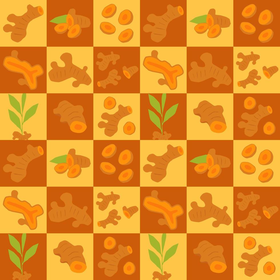 Turmeric abstract seamless geometric vector pattern for packaging design