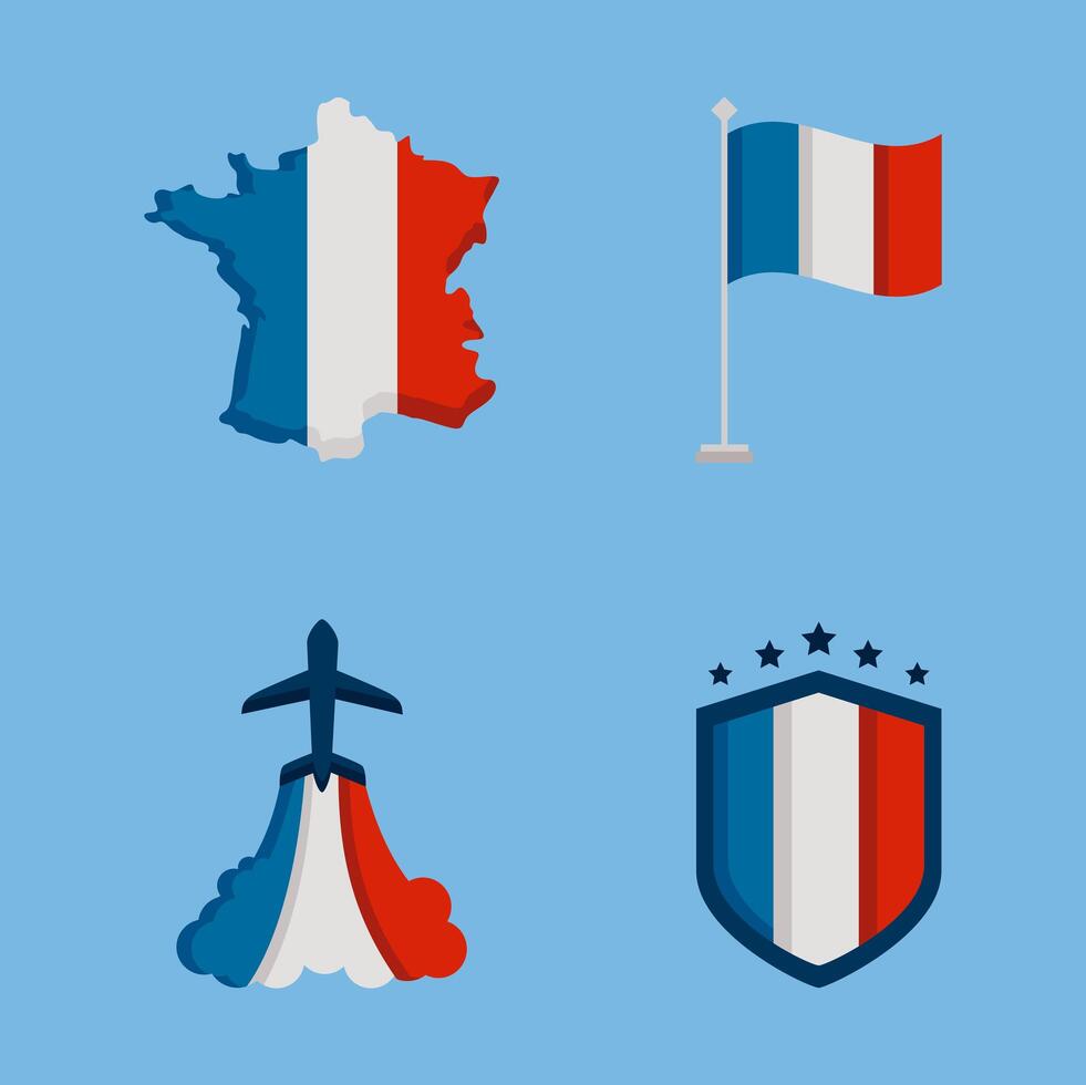 france Bastille icons vector