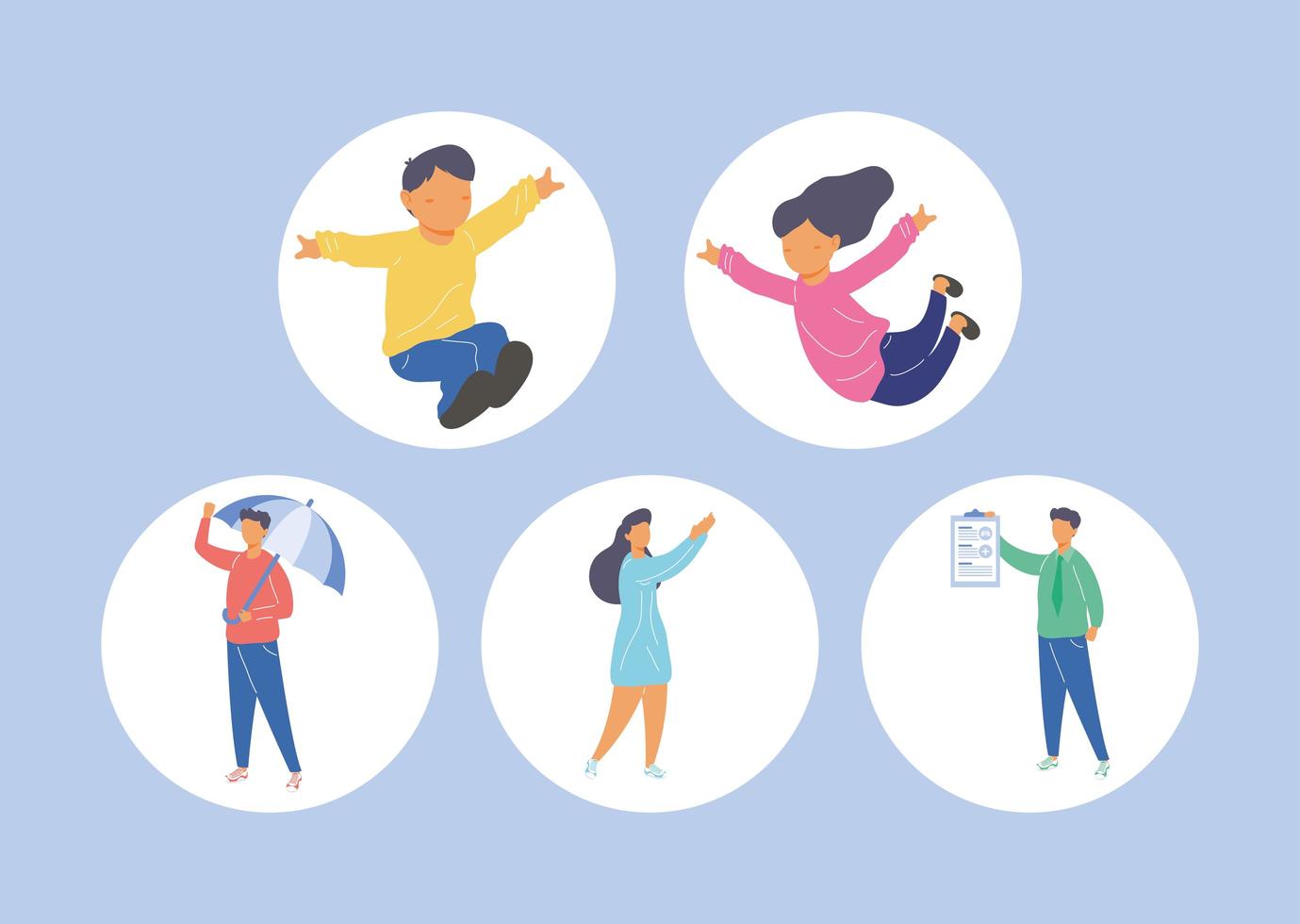 People with insurance icon collection vector