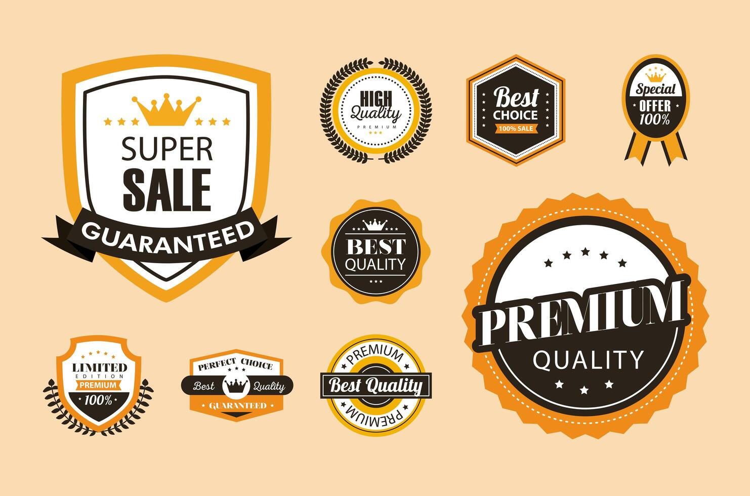 nine best quality seals vector