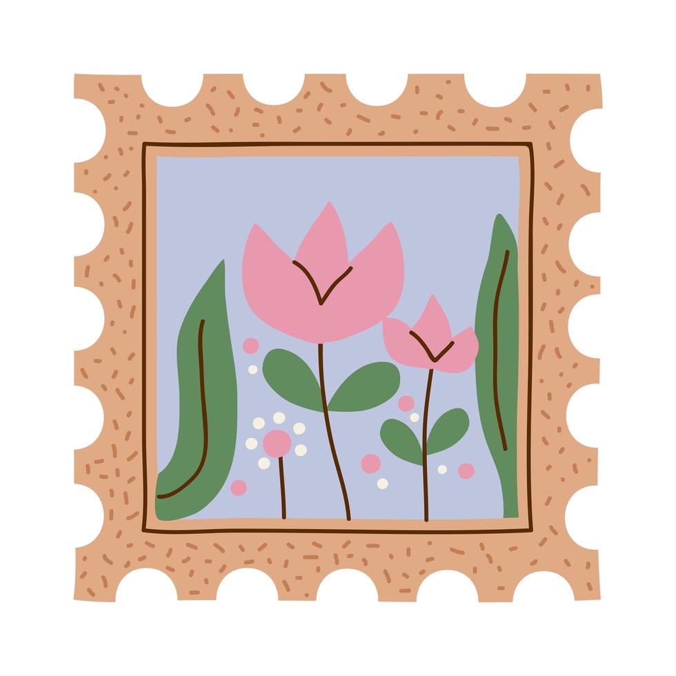 garden in stamp postal vector