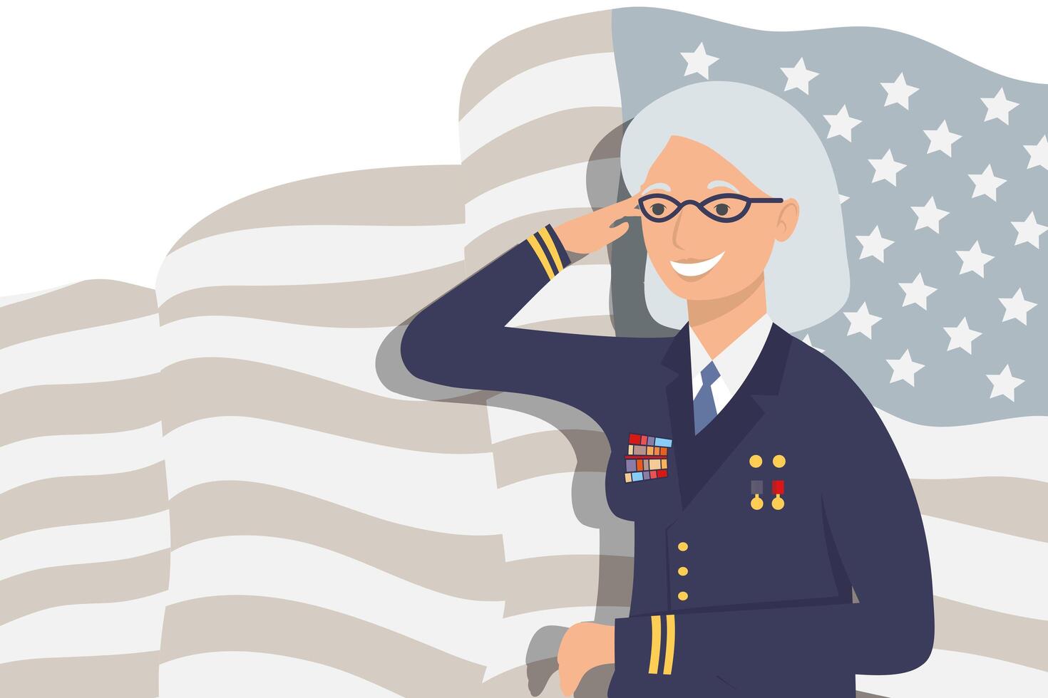 Veteran woman with crutch vector