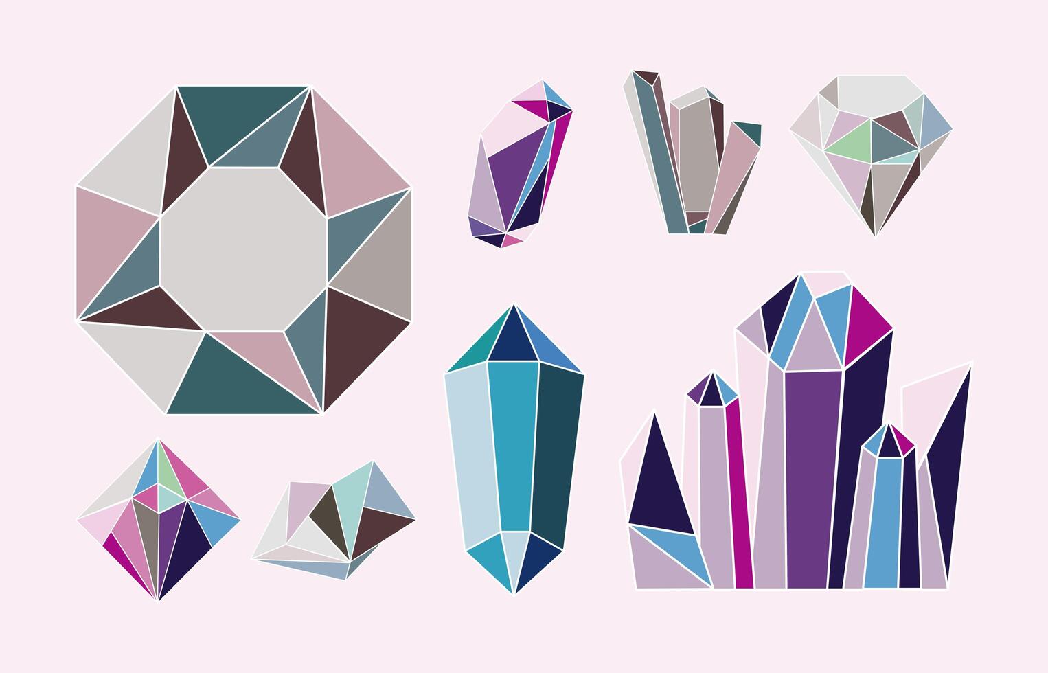 eight crystal gems vector