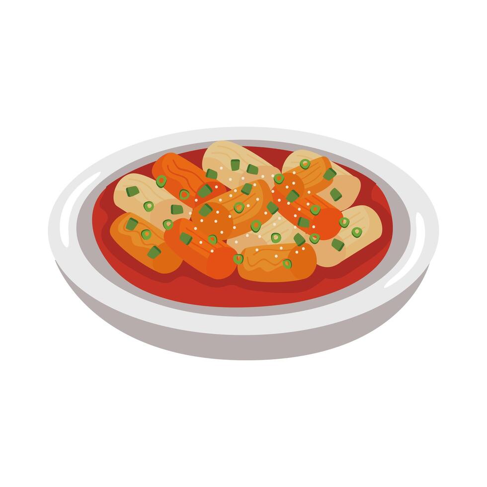 comida coreana tteokbokki vector