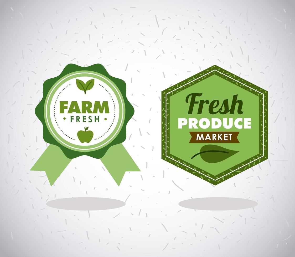 two fresh and local stamps vector
