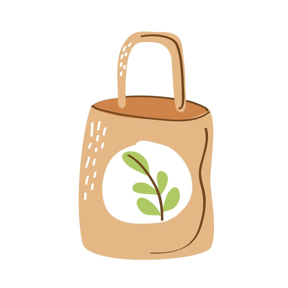 reusable bag with leaves vector