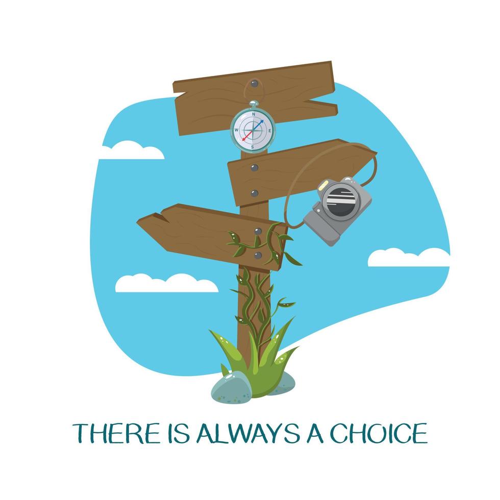 Postcard, there is always a choice. Vector illustration.