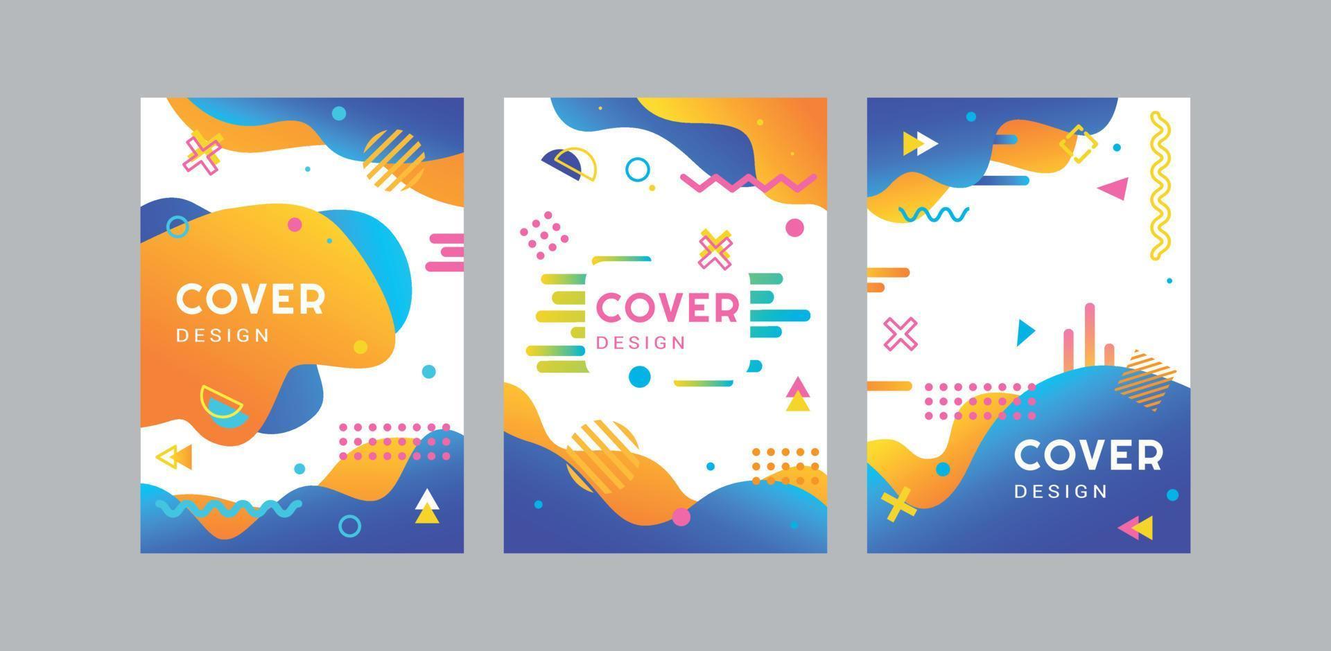 A set of bright Memphis-style covers. Vector illustration.